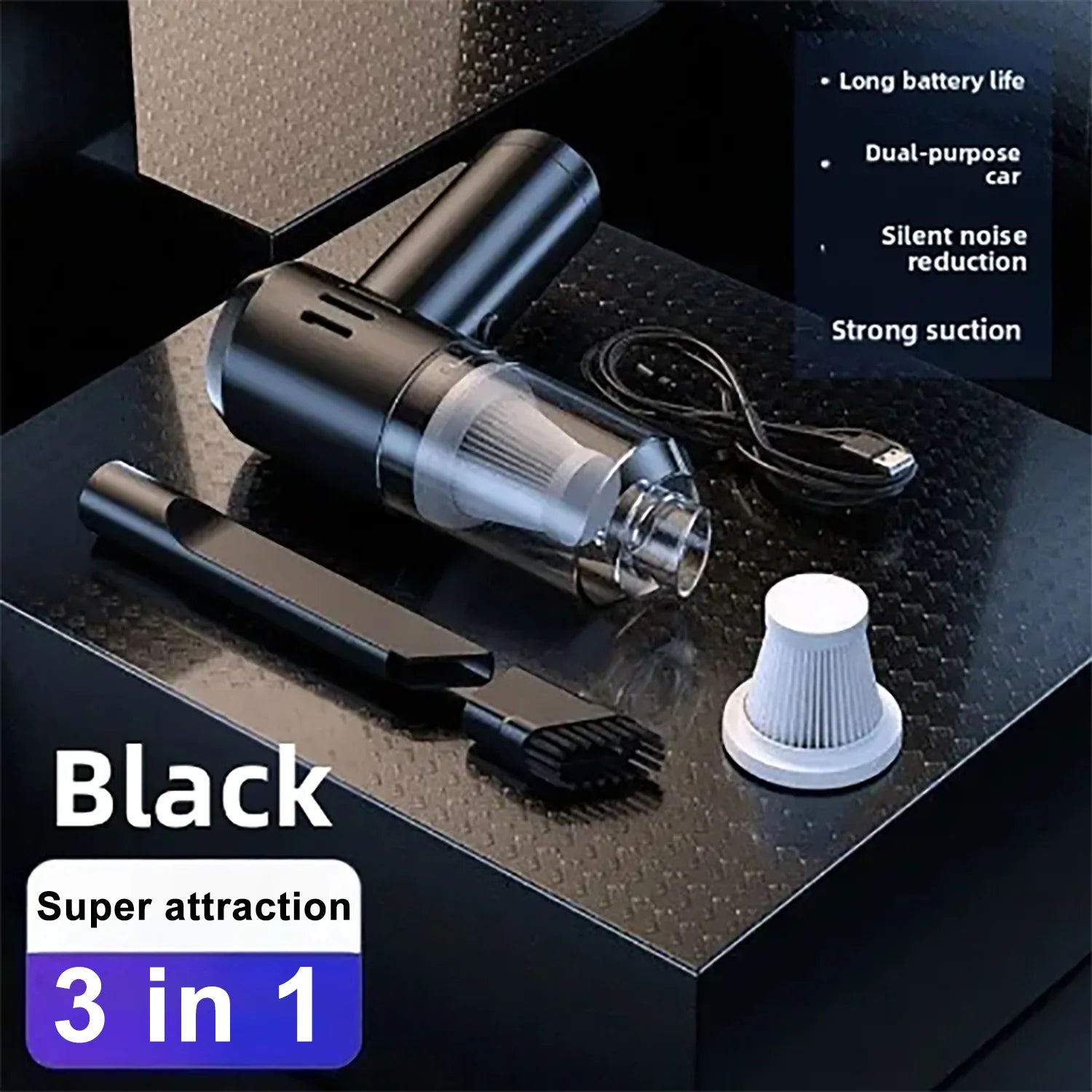 Car Vacuum Cleaner Portable Mini Dust Collector Dry And Wet Home Car Dual-Use Wireless Handheld Cleaning Appliances USB Charging
