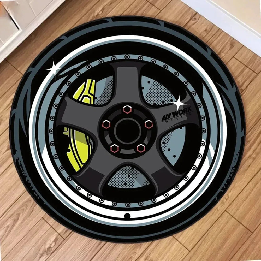 1PC Fashionable Contour Print Round Rug, Non-slip Floor Mat for Living Room, Bedroom, Bathroom, Holiday Home Decoration