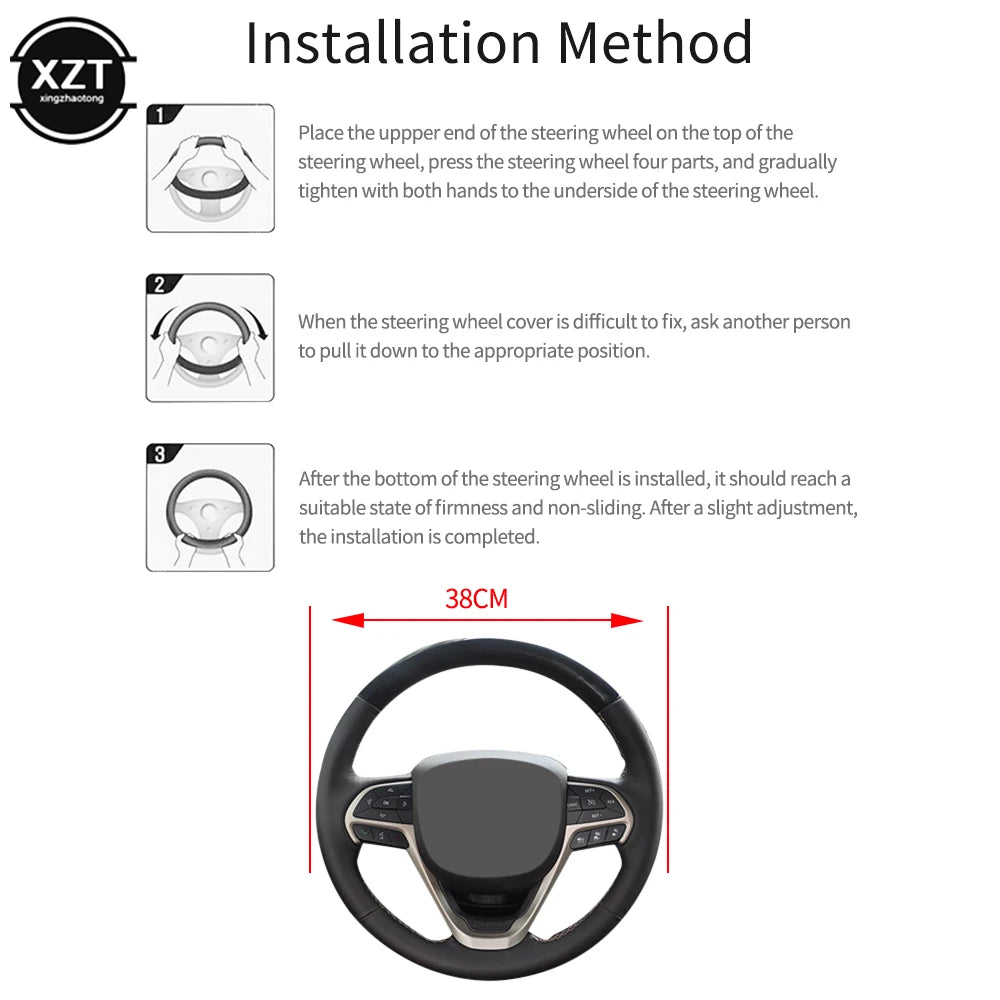 Hot Car Steering Wheel Cover Anti Slip PU Leather Steering Covers Suitable 37-38cm ACarbon Fiber Car Decoratio Car Accessories