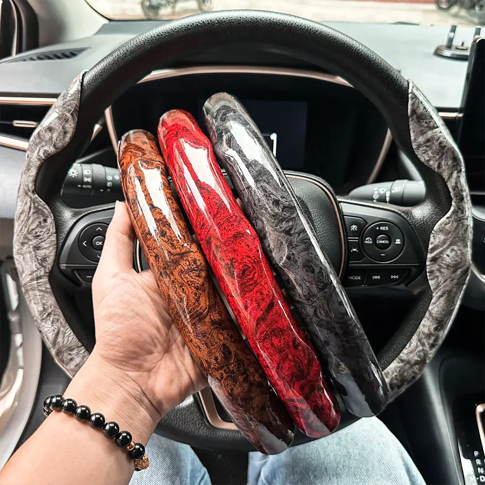 D-shaped,Round Car Steering Wheel Cover Peach Wood Grain Retro Style Modified Steering Wheel Styling Anti-slip Accessories 2025