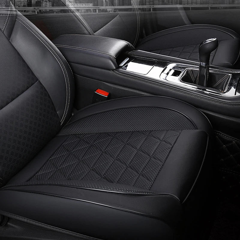 Universal Front Car Seat Covers - PU Leather Auto Seat Protectors with Cushion, Non-Slip Fit for Most Vehicles (Black/Beige/Red)