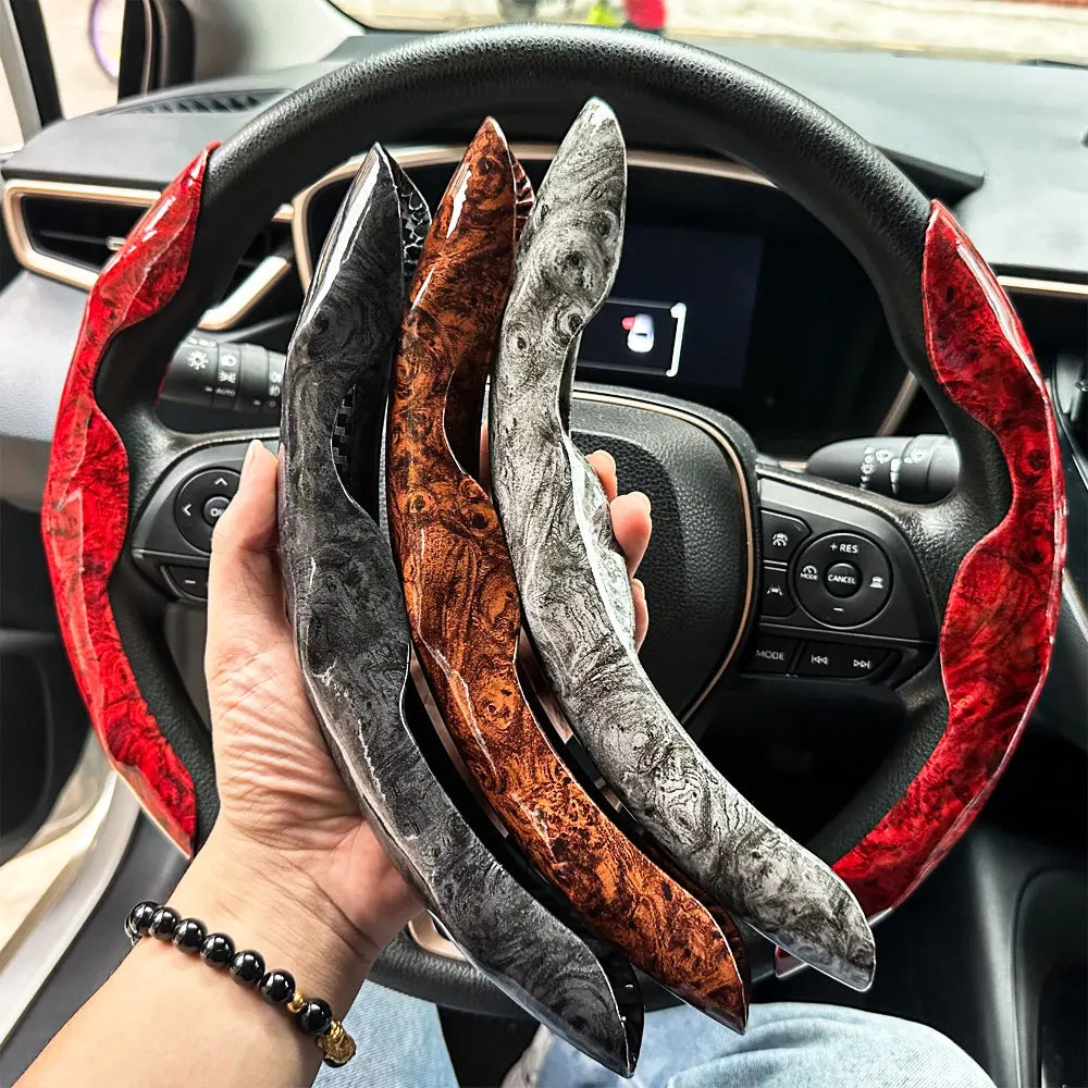 D-shaped,Round Car Steering Wheel Cover Peach Wood Grain Retro Style Modified Steering Wheel Styling Anti-slip Accessories 2025