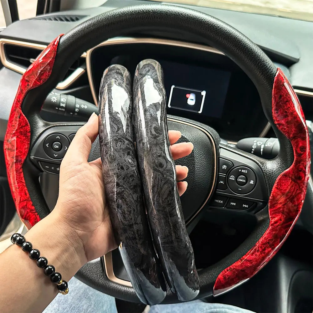 D-shaped,Round Car Steering Wheel Cover Peach Wood Grain Retro Style Modified Steering Wheel Styling Anti-slip Accessories 2025