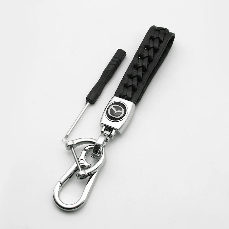 Metal/Leather Keychain Hand-Woven Key Rope Ring Holder For Mazda Axela 2 3 5 6 MS CX30 CX3 CX5 CX9 MX5 MX3 BK NC ER GH