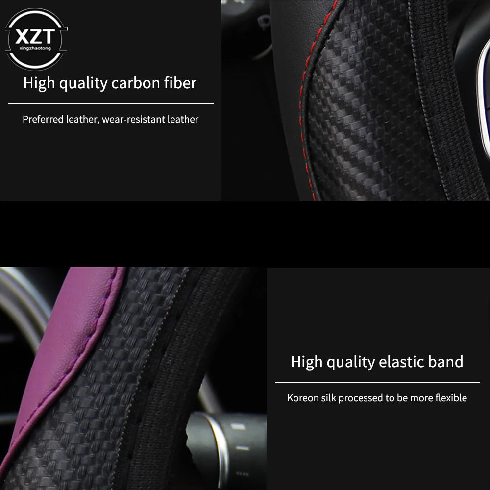 Hot Car Steering Wheel Cover Anti Slip PU Leather Steering Covers Suitable 37-38cm ACarbon Fiber Car Decoratio Car Accessories