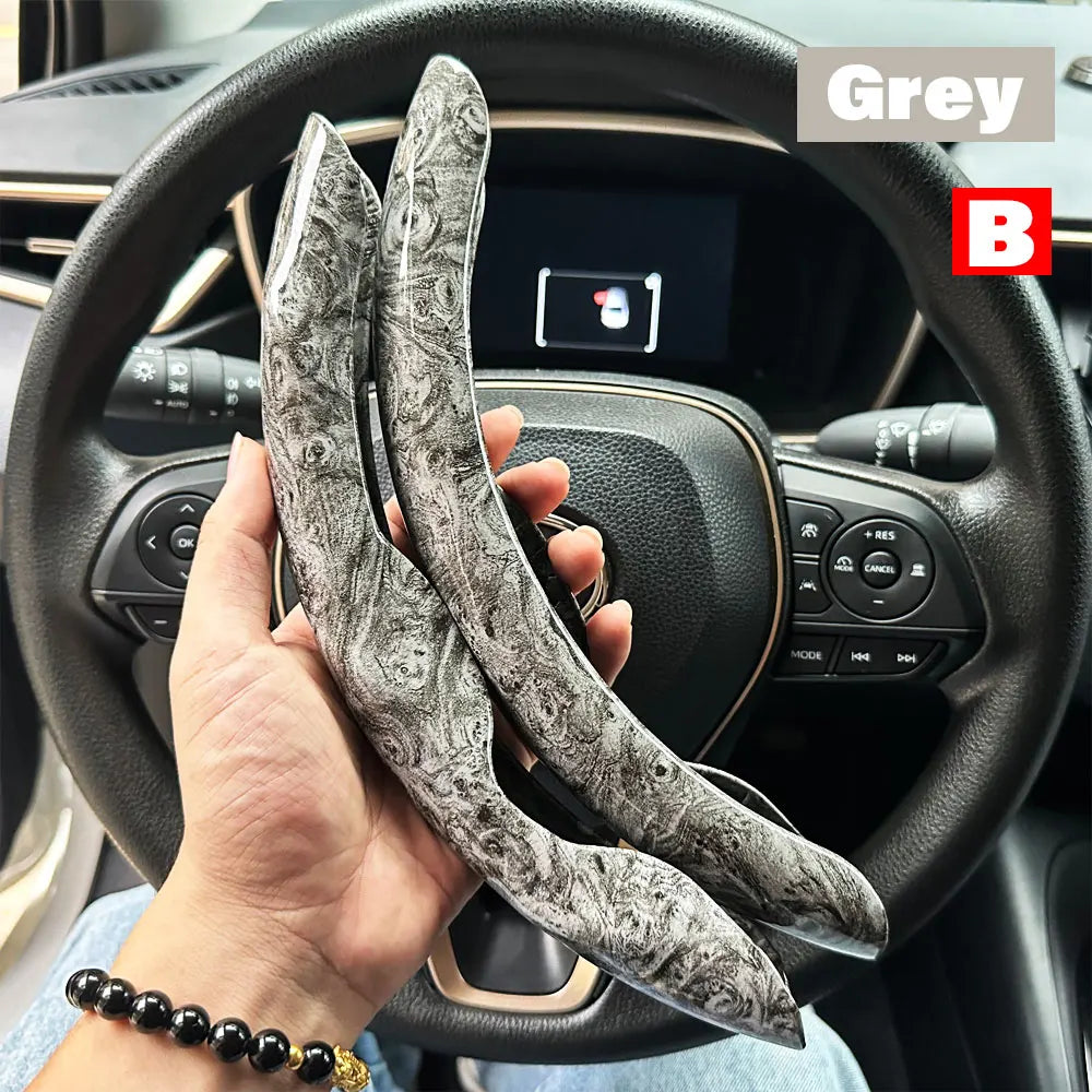 D-shaped,Round Car Steering Wheel Cover Peach Wood Grain Retro Style Modified Steering Wheel Styling Anti-slip Accessories 2025