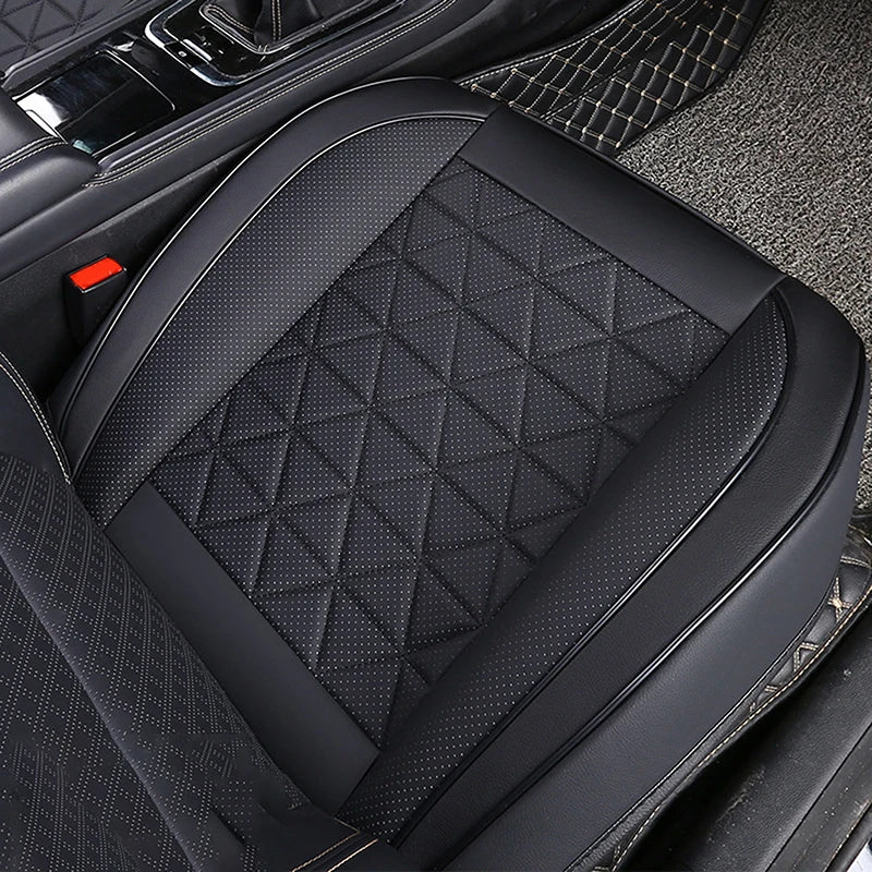 Universal Front Car Seat Covers - PU Leather Auto Seat Protectors with Cushion, Non-Slip Fit for Most Vehicles (Black/Beige/Red)
