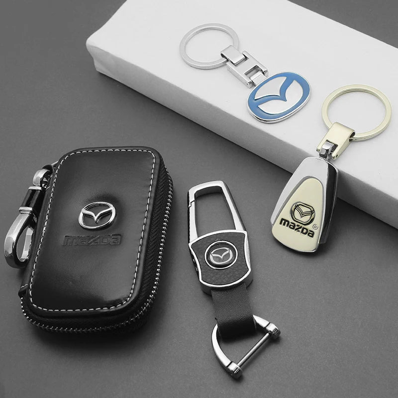 Metal/Leather Keychain Hand-Woven Key Rope Ring Holder For Mazda Axela 2 3 5 6 MS CX30 CX3 CX5 CX9 MX5 MX3 BK NC ER GH