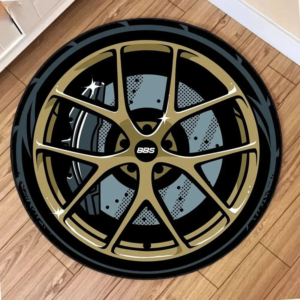 Car Rugs Tire Shape Round Mats Boys Bedroom Rug Car Hub Home Living Room Anti-slip Coffee Table Floor Mat Tapetes De Automóvil