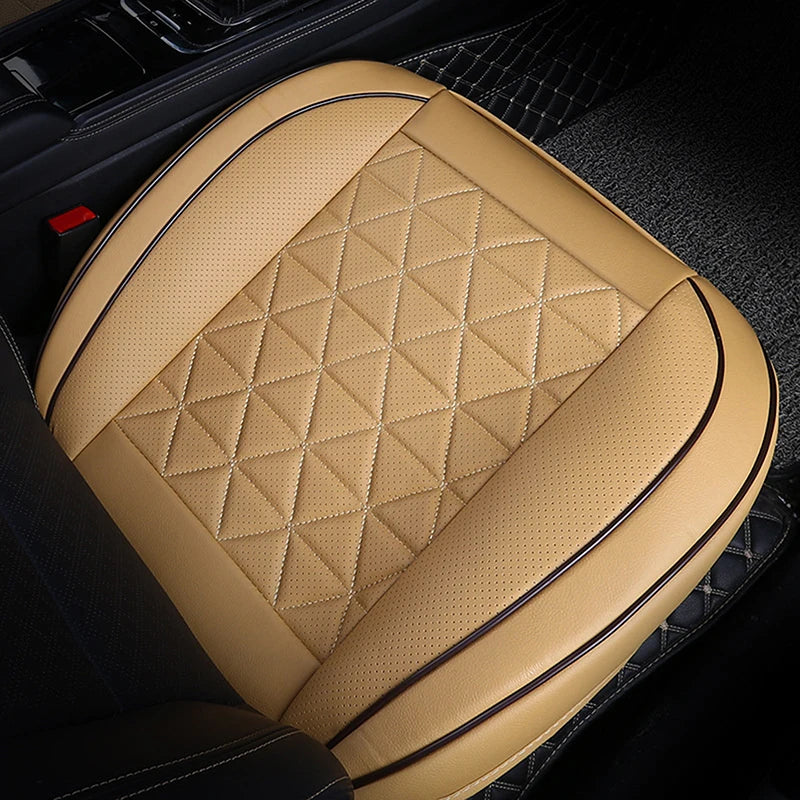 Universal Front Car Seat Covers - PU Leather Auto Seat Protectors with Cushion, Non-Slip Fit for Most Vehicles (Black/Beige/Red)