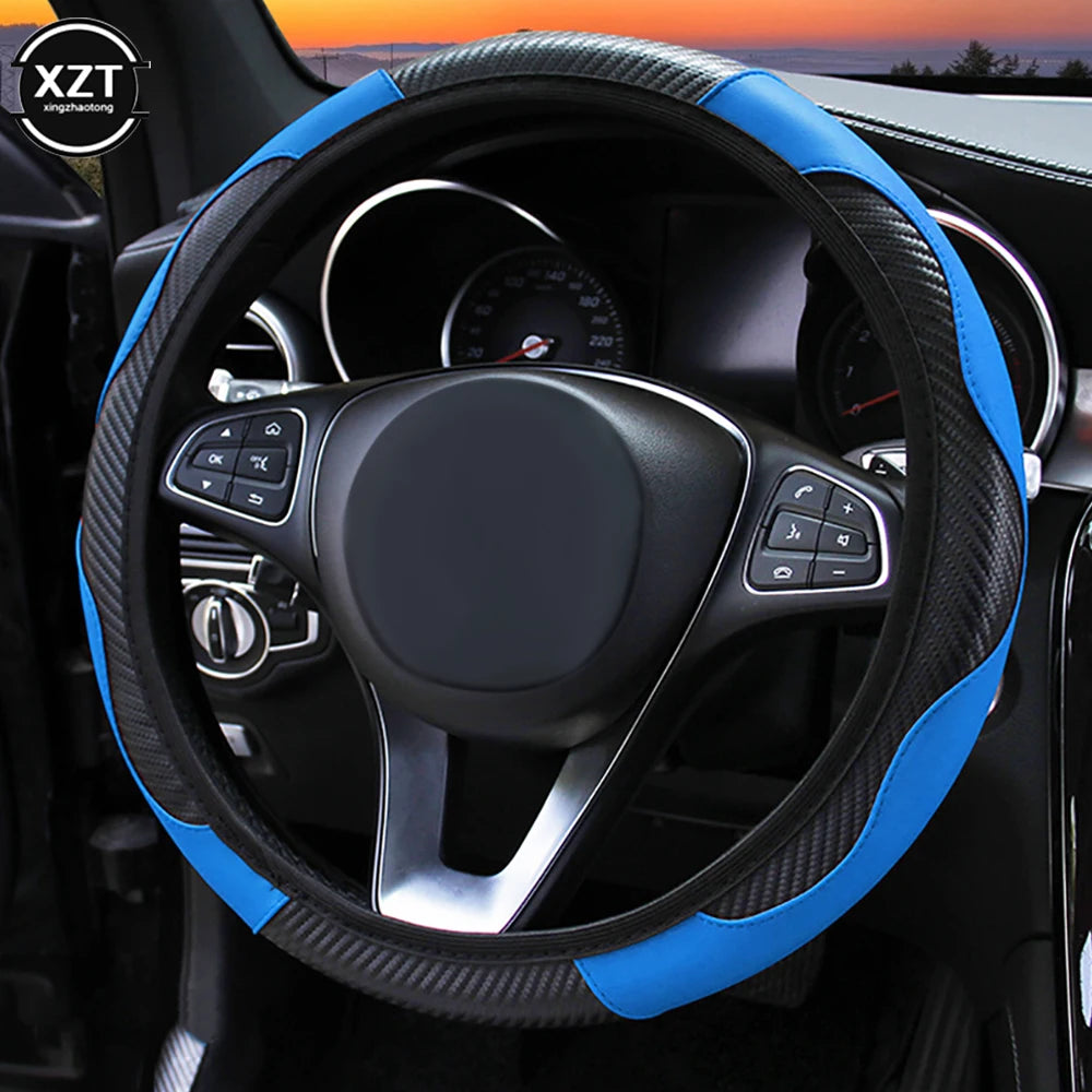 Hot Car Steering Wheel Cover Anti Slip PU Leather Steering Covers Suitable 37-38cm ACarbon Fiber Car Decoratio Car Accessories